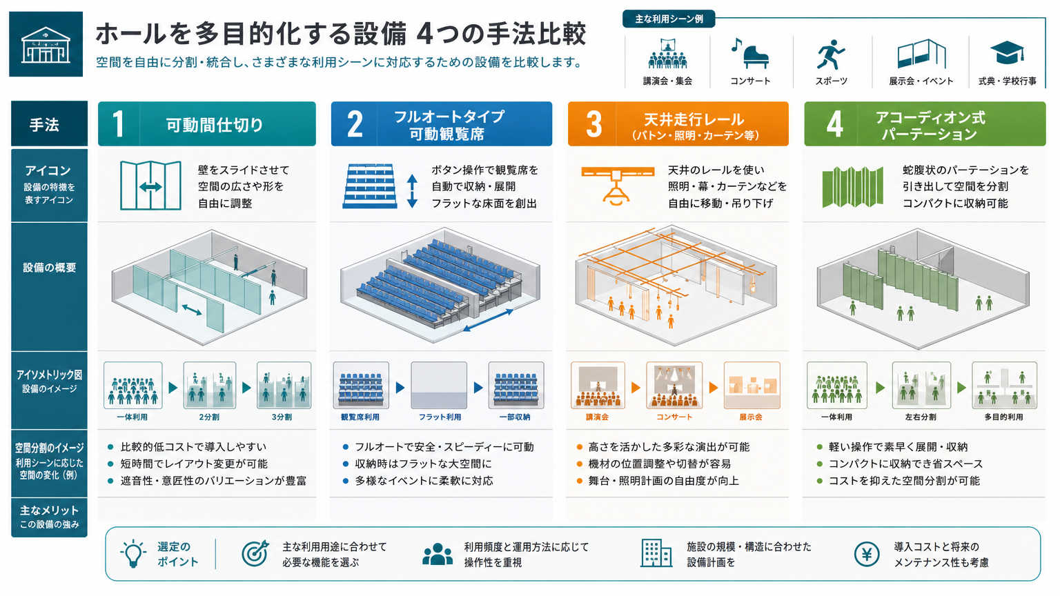 ホールを多目的化する具体的な方法